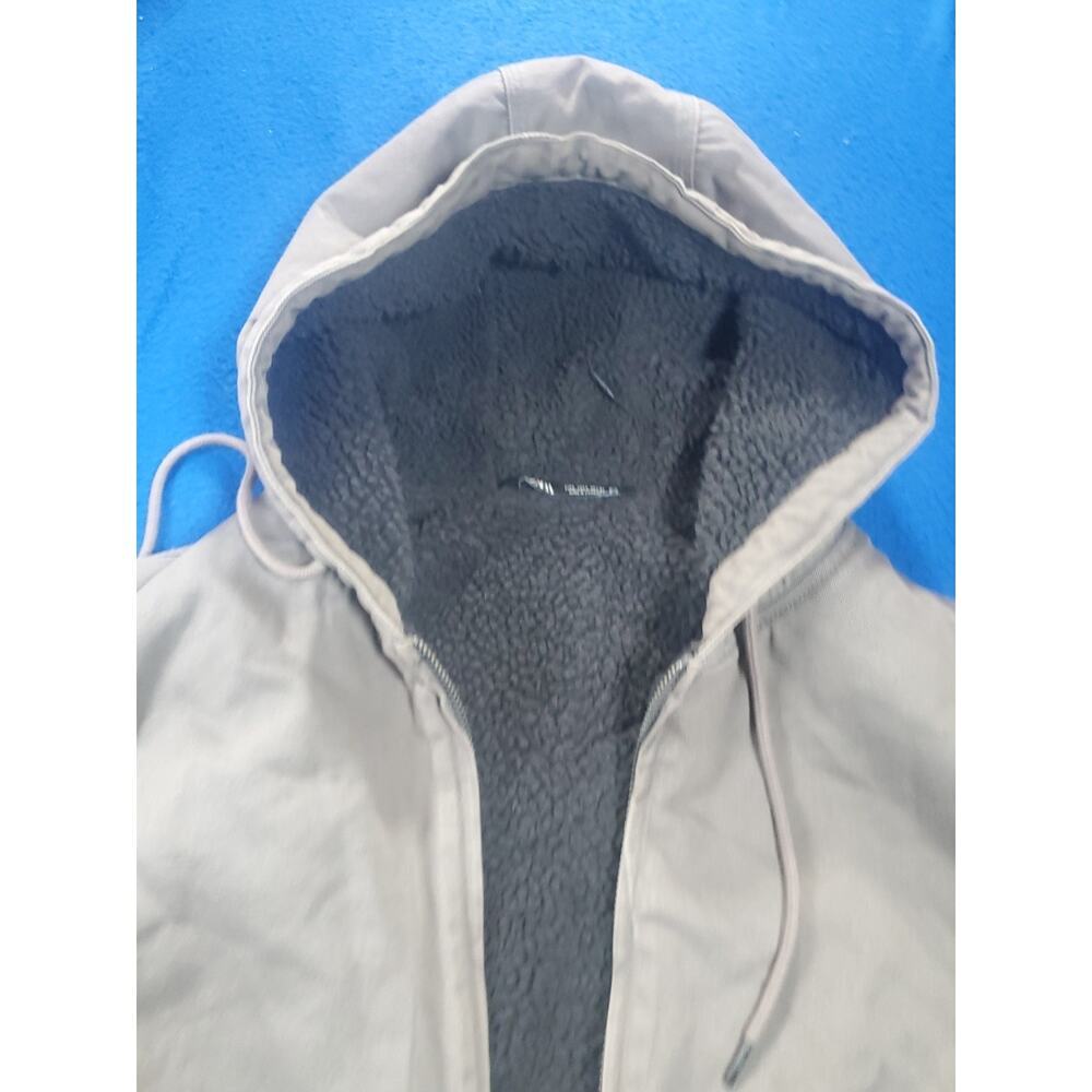 Zara Workwear Canvas Hooded Jacket Women's Size Large Sherpa Lined Coat - Picture 5 of 16